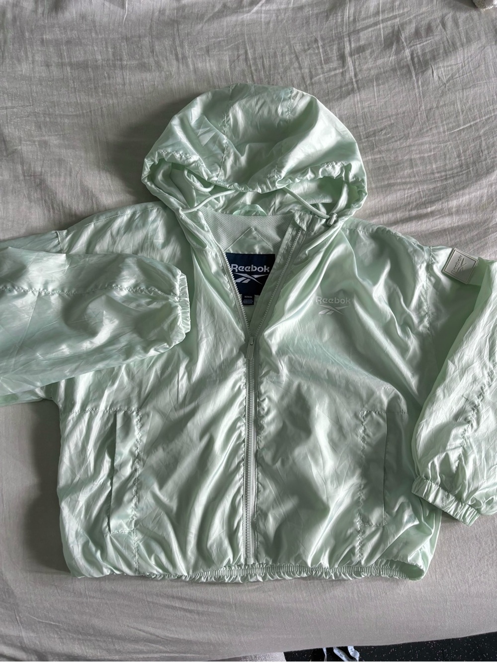 Reebok Women’s Mint Green Hooded Windbreaker Jacket